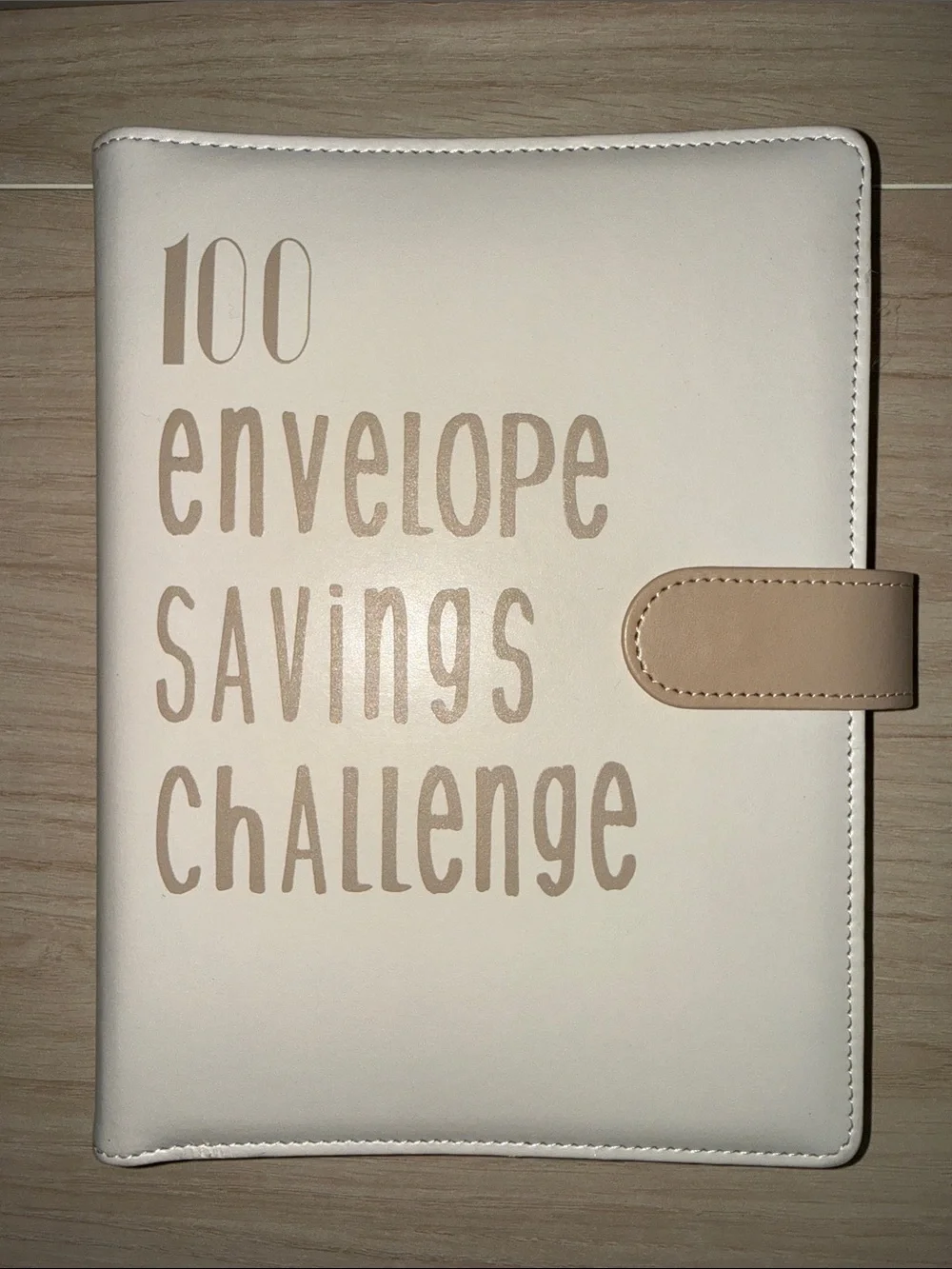 100 Envelope Savings Challenge Binder - Cream with Tan Accent